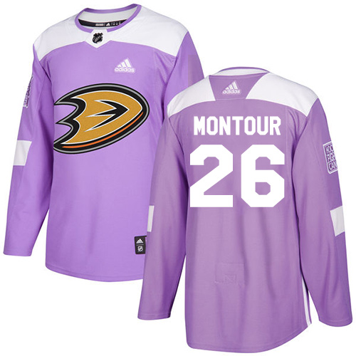 Adidas Ducks #26 Brandon Montour Purple Authentic Fights Cancer Youth Stitched NHL Jersey - Click Image to Close