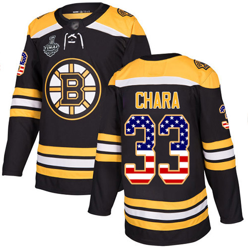 Bruins #33 Zdeno Chara Black Home Authentic USA Flag Stanley Cup Final Bound Youth Stitched Hockey Jersey - Click Image to Close