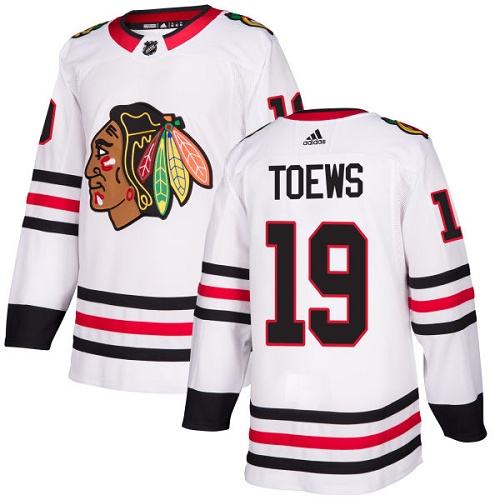 Adidas Blackhawks #19 Jonathan Toews White Road Authentic Stitched Youth NHL Jersey