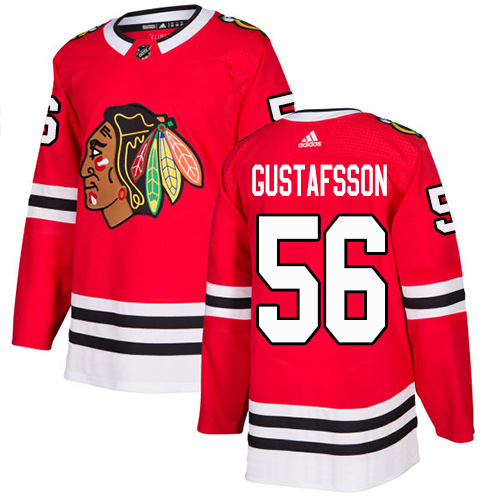 Adidas Blackhawks #56 Erik Gustafsson Red Home Authentic Stitched Youth NHL Jersey - Click Image to Close