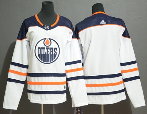 Adidas Oilers Blank White Road Authentic Stitched Youth NHL Jersey - Click Image to Close