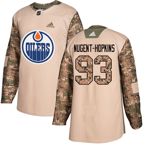 Adidas Oilers #93 Ryan Nugent-Hopkins Camo Authentic 2017 Veterans Day Stitched Youth NHL Jersey - Click Image to Close