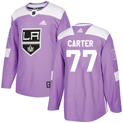 Adidas Kings #77 Jeff Carter Purple Authentic Fights Cancer Stitched Youth NHL Jersey