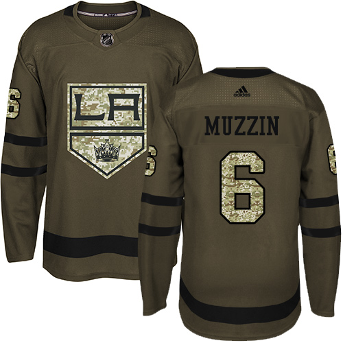 Adidas Kings #6 Jake Muzzin Green Salute to Service Stitched Youth NHL Jersey - Click Image to Close