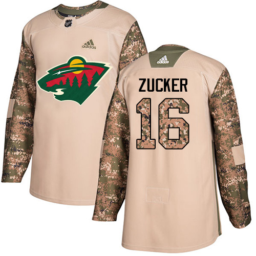 Adidas Wild #16 Jason Zucker Camo Authentic 2017 Veterans Day Stitched Youth NHL Jersey - Click Image to Close