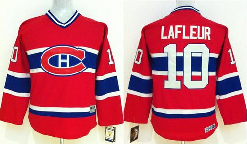 Canadiens #10 Guy Lafleur Red CCM Throwback Stitched Youth NHL Jersey - Click Image to Close