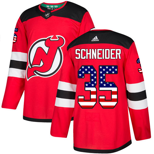 Adidas Devils #35 Cory Schneider Red Home Authentic USA Flag Stitched Youth NHL Jersey - Click Image to Close