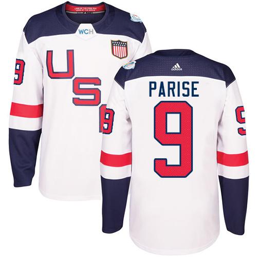 Team USA #9 Zach Parise White 2016 World Cup Stitched Youth NHL Jersey - Click Image to Close