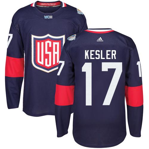 Team USA #17 Ryan Kesler Navy Blue 2016 World Cup Stitched Youth NHL Jersey - Click Image to Close