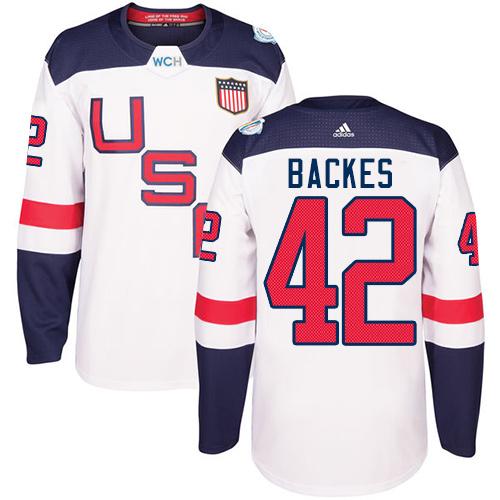 Team USA #42 David Backes White 2016 World Cup Stitched Youth NHL Jersey - Click Image to Close