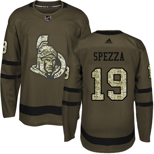 Adidas Senators #19 Jason Spezza Green Salute to Service Stitched Youth NHL Jersey - Click Image to Close