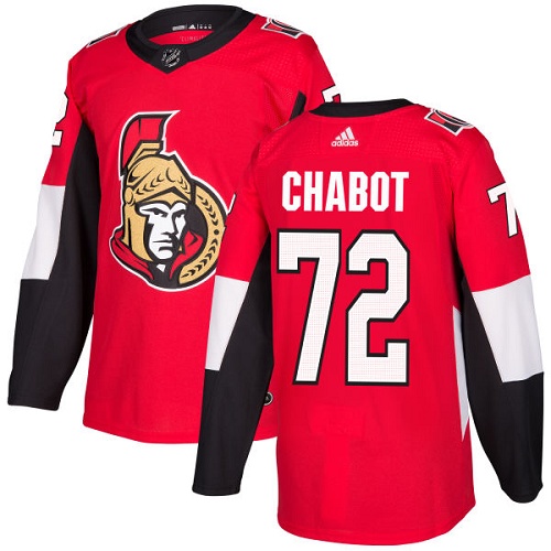 Adidas Senators #72 Thomas Chabot Red Home Authentic Stitched Youth NHL Jersey - Click Image to Close