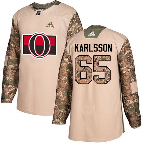 Adidas Senators #65 Erik Karlsson Camo Authentic 2017 Veterans Day Stitched Youth NHL Jersey - Click Image to Close