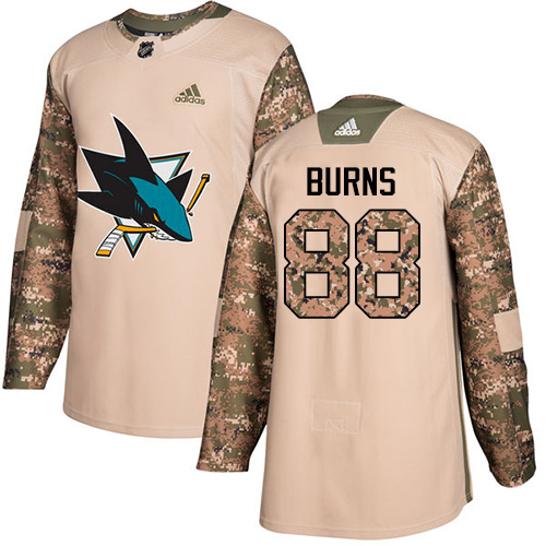 Adidas Sharks #88 Brent Burns Camo Authentic 2017 Veterans Day Stitched Youth NHL Jersey - Click Image to Close