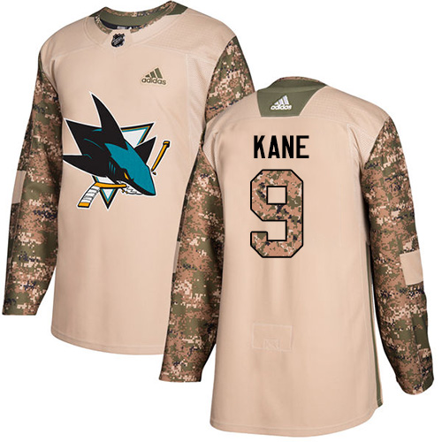 Adidas Sharks #9 Evander Kane Camo Authentic 2017 Veterans Day Stitched Youth NHL Jersey - Click Image to Close