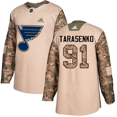 Adidas Blues #91 Vladimir Tarasenko Camo Authentic 2017 Veterans Day Stitched Youth NHL Jersey