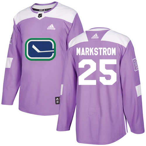 Adidas Canucks #25 Jacob Markstrom Purple Authentic Fights Cancer Youth Stitched NHL Jersey - Click Image to Close