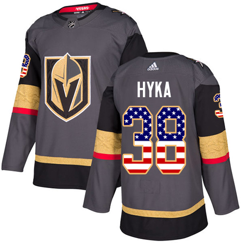 Adidas Golden Knights #38 Tomas Hyka Grey Home Authentic USA Flag Stitched Youth NHL Jersey - Click Image to Close