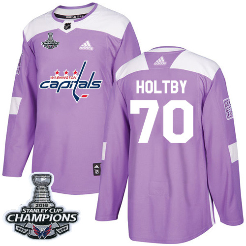 Adidas Capitals #70 Braden Holtby Purple Authentic Fights Cancer Stanley Cup Final Champions Stitched Youth NHL Jersey