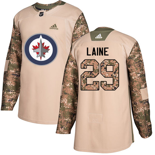 Adidas Jets #29 Patrik Laine Camo Authentic 2017 Veterans Day Stitched Youth NHL Jersey